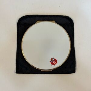 Vintage Stratton England Gold Tone Compact Enamel Ladybug Mirror